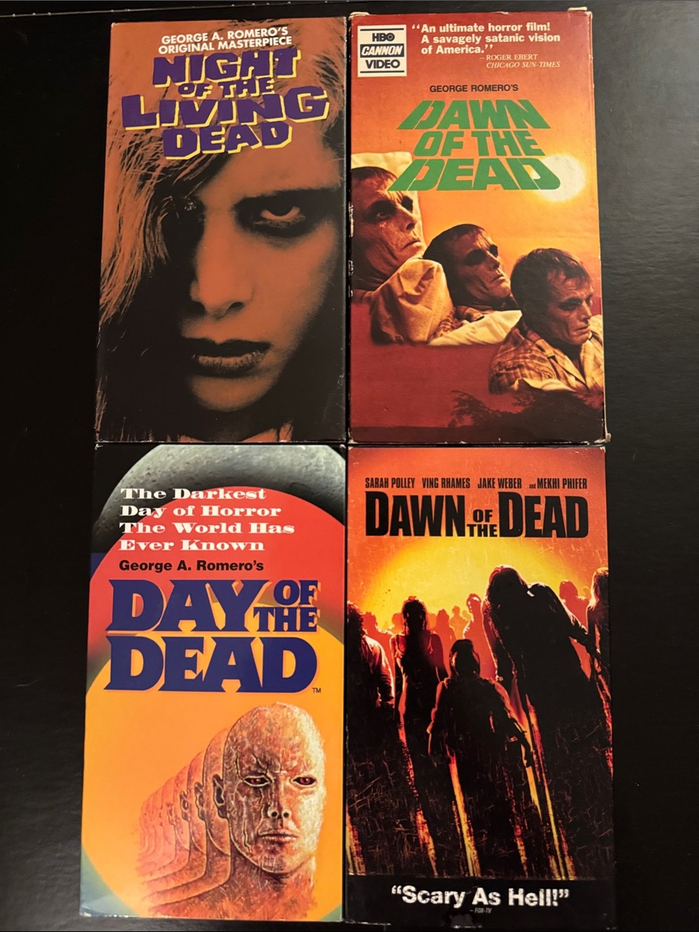 4 VHS 📼 Zombie Lot ~ Night of the Living Dead, Dawn of the Dead, Day of the Dead